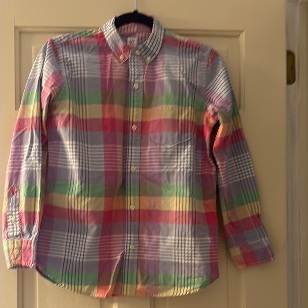 GAP Pink and Green Button Down Shirt Madras Style